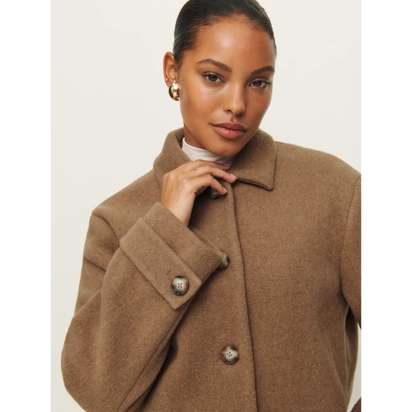 Reformation Enzo Jacket  Wool Blend Short Tan Brown XS - Picture 3 of 15